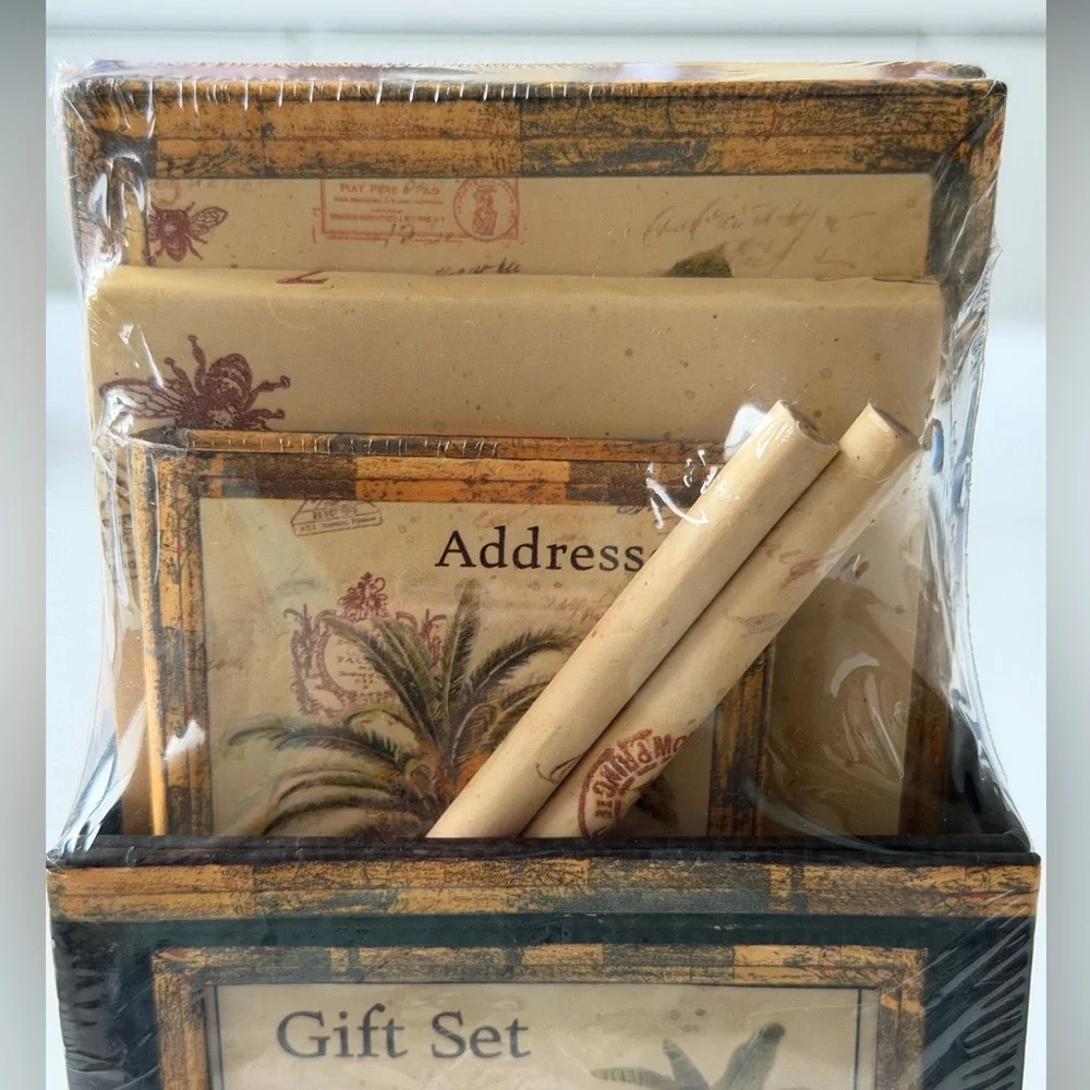 ✨ Chad Barrett Vintage 2002 Gift Set - Palm Tree Botanical Design / Desk Decor